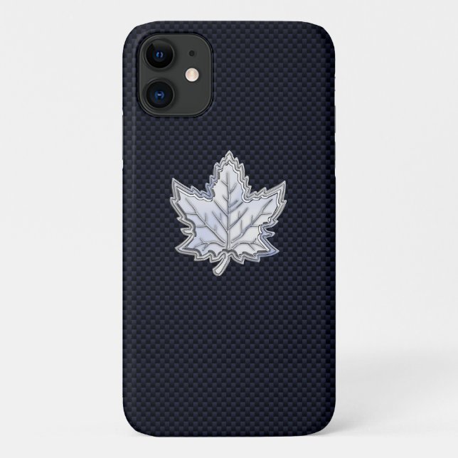 Chrome wie Ahornleaf auf Carbon Fibre Print Case-Mate iPhone Hülle (Rückseite)