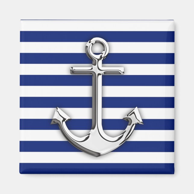 Chrome wie Ankerdesign auf Navy Stripes Magnet (Vorne)