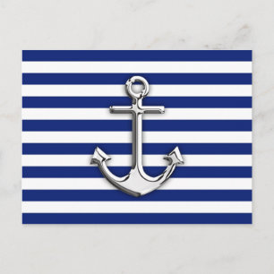 Chrome wie Ankerdesign auf Navy Stripes Postkarte