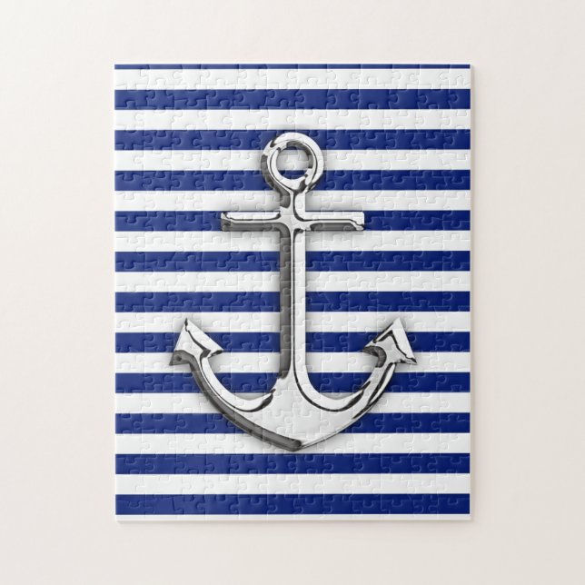 Chrome wie Ankerdesign auf Navy Stripes Puzzle (Vertikal)