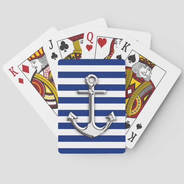 Chrome wie Ankerdesign auf Navy Stripes Spielkarten (Rückseite)