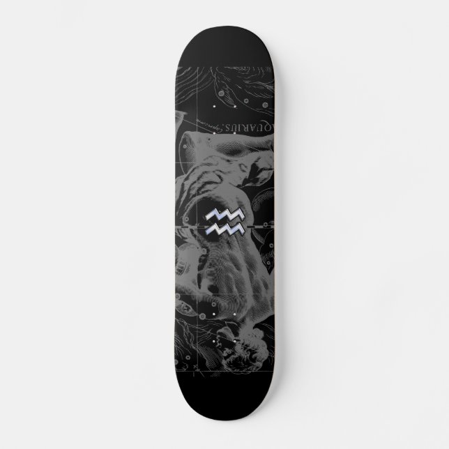 Chrome wie Aquarius-Zeichen auf Hevelius-Karte Skateboard (Vorderseite)