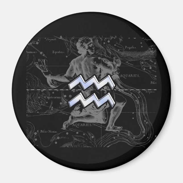 Chrome wie Aquarius Zodiac-Zeichen auf Hevelius Magnet (Vorne)