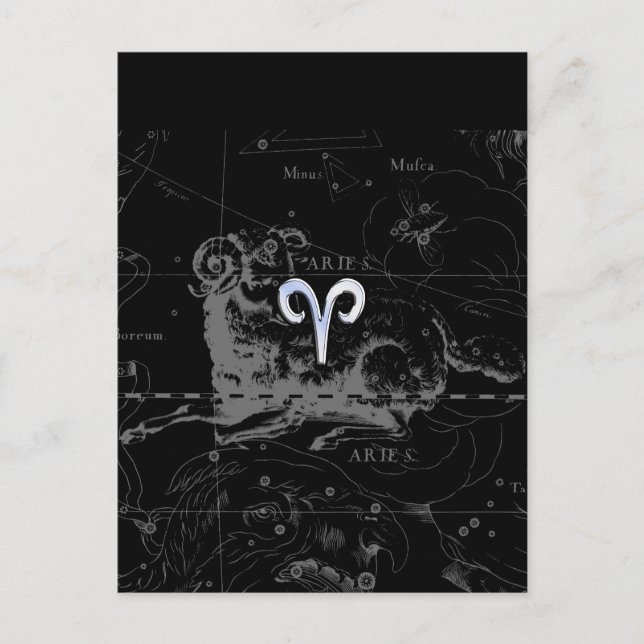 Chrome wie Aries Zodiac Symbol auf Hevelius 1690 Postkarte (Vorderseite)