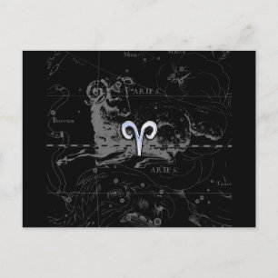 Chrome wie Aries Zodiac Symbol auf Hevelius 1690 Postkarte