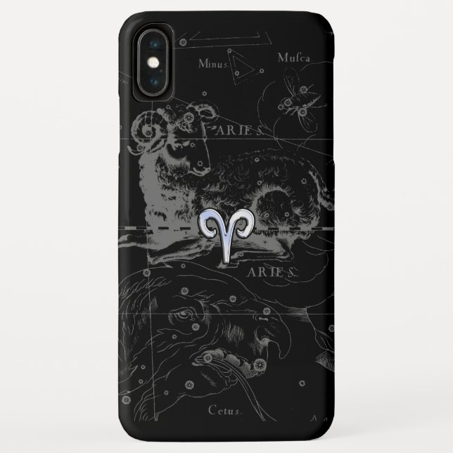 Chrome wie Aries Zodiac Symbol auf Hevelius Case-Mate iPhone Hülle (Rückseite)