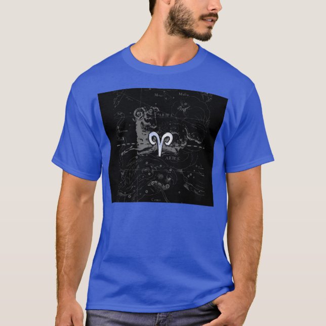Chrome wie Aries Zodiac Symbol auf Hevelius T-Shirt (Vorderseite)