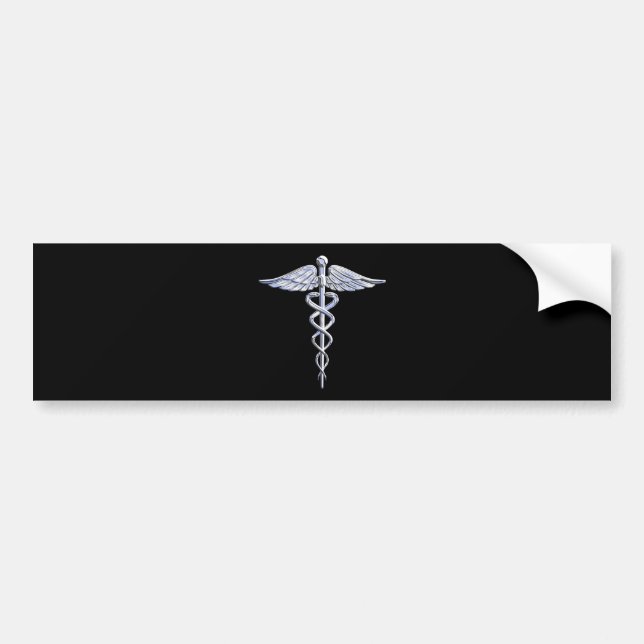 Chrome wie Caduceus Medical Symbol Autoaufkleber (Vorne)