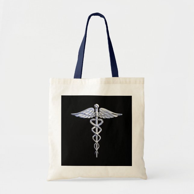 Chrome wie Caduceus Medical Symbol Black Decor Tragetasche (Vorne)
