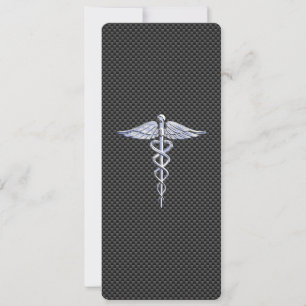 Chrome wie Caduceus Medical Symbol Carbon Fibre