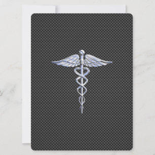 Chrome wie Caduceus Medical Symbol Carbon Fibre