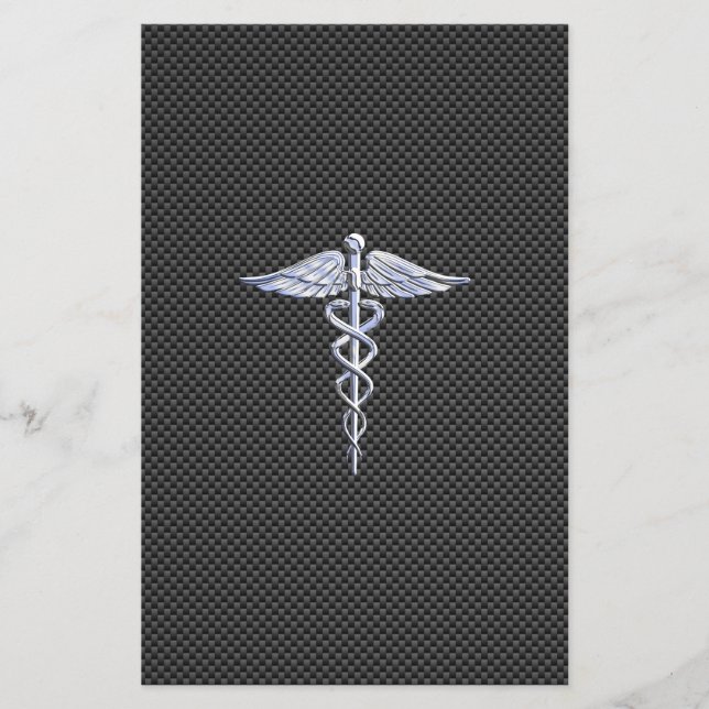 Chrome wie Caduceus Medical Symbol Carbon Fibre Flyer (Vorne)