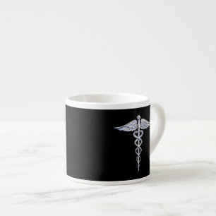 Chrome wie Caduceus Medical Symbol Espressotasse