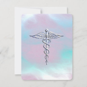Chrome wie Caduceus Medical Symbol Mother Pearl