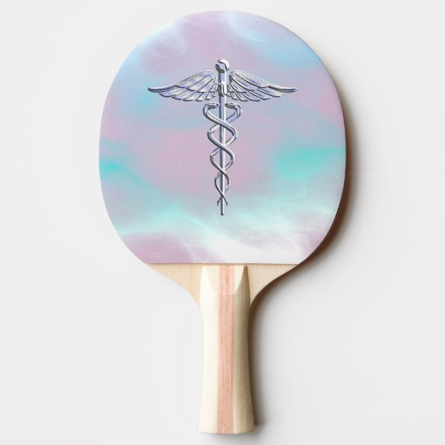 Chrome wie Caduceus Medical Symbol Mother Pearl D Tischtennis Schläger (Rückseite)