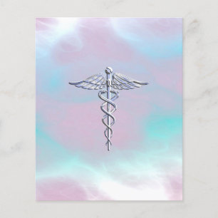 Chrome wie Caduceus Medical Symbol Mother Pearl Flyer