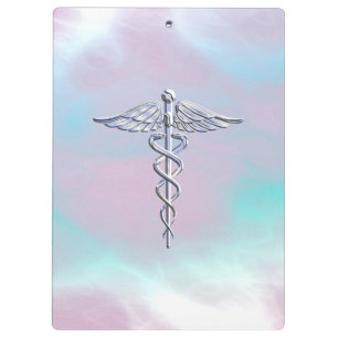 Chrome wie Caduceus Medical Symbol Mother Pearl Klemmbrett