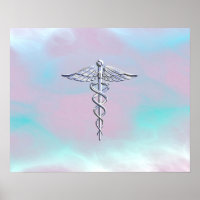 Chrome wie Caduceus Medical Symbol Mother Pearl