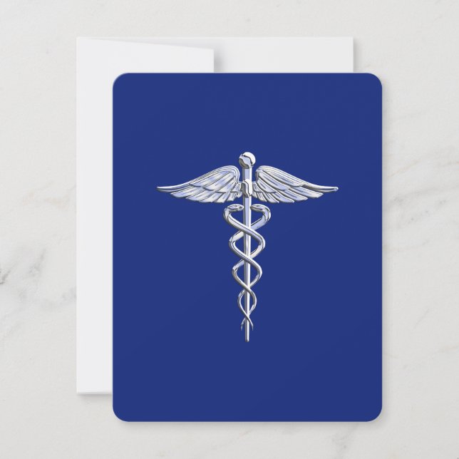 Chrome wie Caduceus Medical Symbol Navy Blue Deko (Vorderseite)