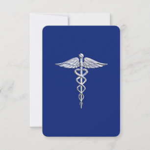 Chrome wie Caduceus Medical Symbol Navy Blue Deko