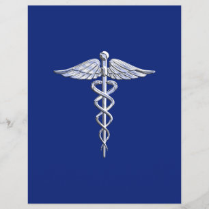 Chrome wie Caduceus Medical Symbol Navy Blue Deko Flyer