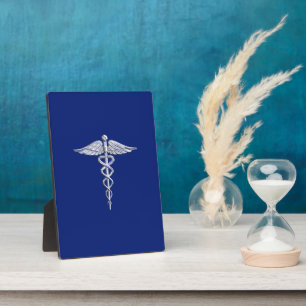 Chrome wie Caduceus Medical Symbol Navy Blue Deko Fotoplatte