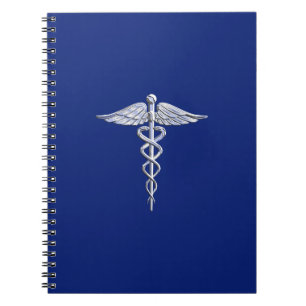 Chrome wie Caduceus Medical Symbol Navy Blue Deko Notizblock