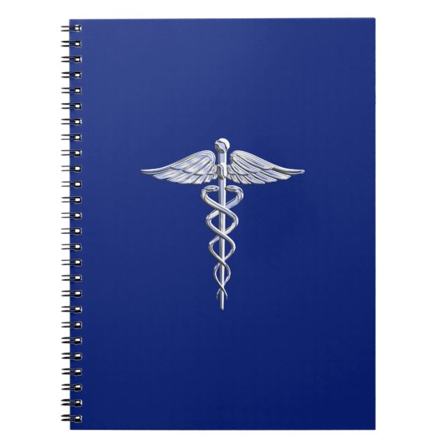 Chrome wie Caduceus Medical Symbol Navy Blue Deko Notizblock (Vorderseite)