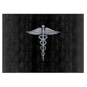 Chrome wie Caduceus Medical Symbol Schneidebrett