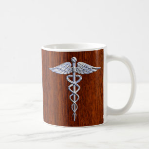 Chrome wie Caduceus Medizinisches Symbol Mahagoni  Tasse