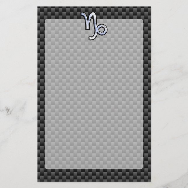 Chrome wie Capricorn-Schild mit schwarzem Kohlenst Briefpapier (Vorderseite)