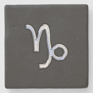 Chrome wie Capricorn Zodiac Symbol auf der Schlang Steinuntersetzer