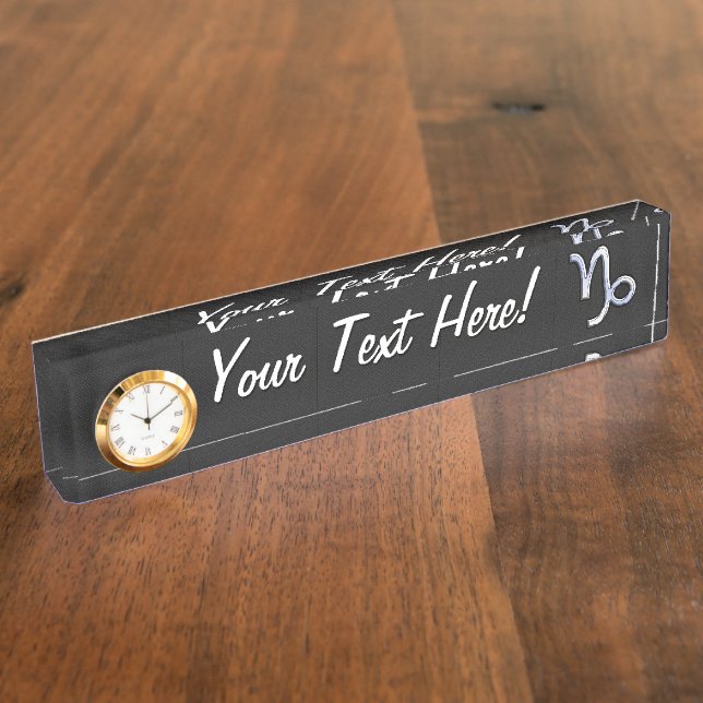 Chrome wie Capricorn Zodiac Symbol auf Schlangenha Namensplakette (Seite)