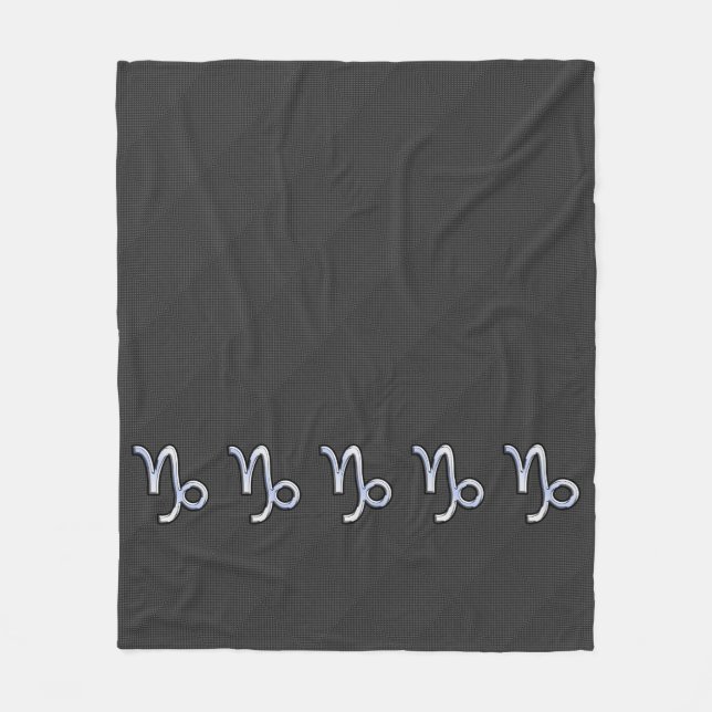 Chrome wie Capricorn Zodiac-Zeichen auf Kohlenstof Fleecedecke (Vorderseite)