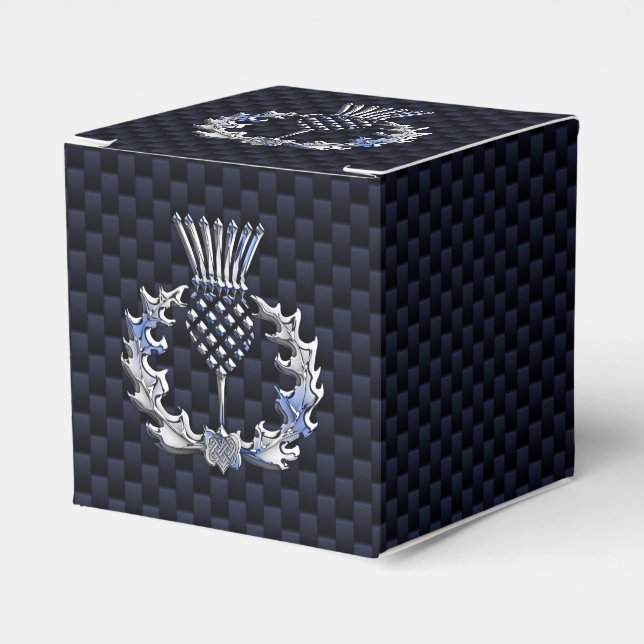 Chrome wie Carbon Fibre Print Scottish Thistle Geschenkschachtel (Vorderseite)
