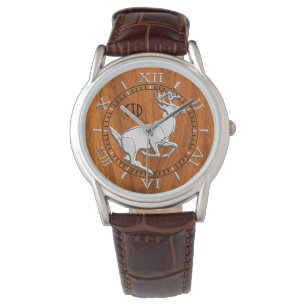 Chrome wie das Ausführen von Deer Fine Teak Print Armbanduhr