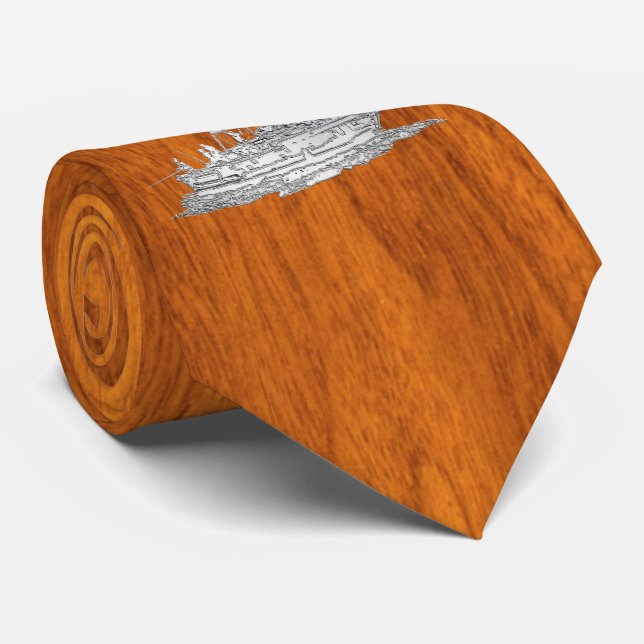 Chrome wie das Fischerboot im Teak-Woodv-Stil Krawatte (Gerollt)