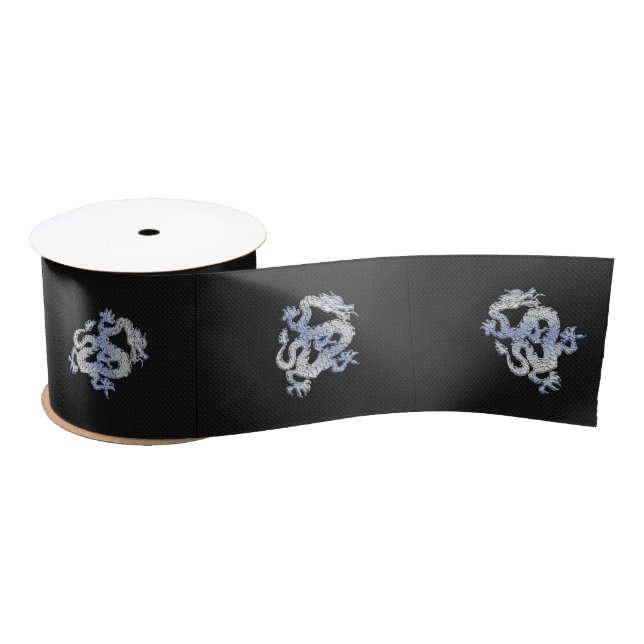 Chrome wie Dragon auf Black Snake Skin Print Satinband (Spule)