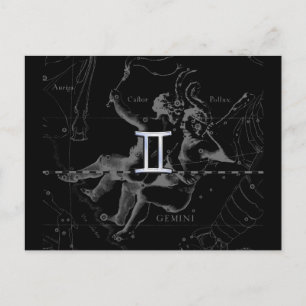 Chrome wie Gemini Zodiac Sign auf Hevelius 1690 Postkarte