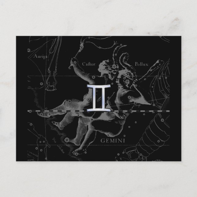 Chrome wie Gemini Zodiac Sign auf Hevelius 1690 Postkarte (Vorderseite)