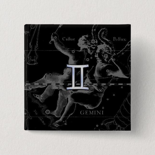 Chrome wie Gemini Zodiac Symbol auf Hevelius Button (Vorderseite)