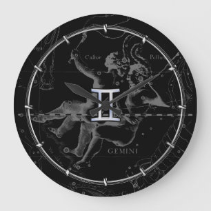 Chrome wie Gemini Zodiac Symbol auf Hevelius Große Wanduhr
