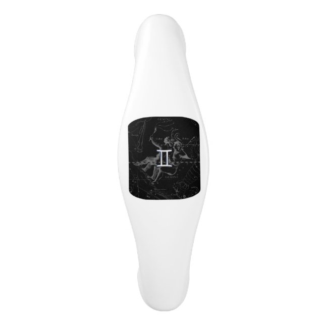 Chrome wie Gemini Zodiac Symbol auf Hevelius Keramik Schrankknauf (Vorderseite)