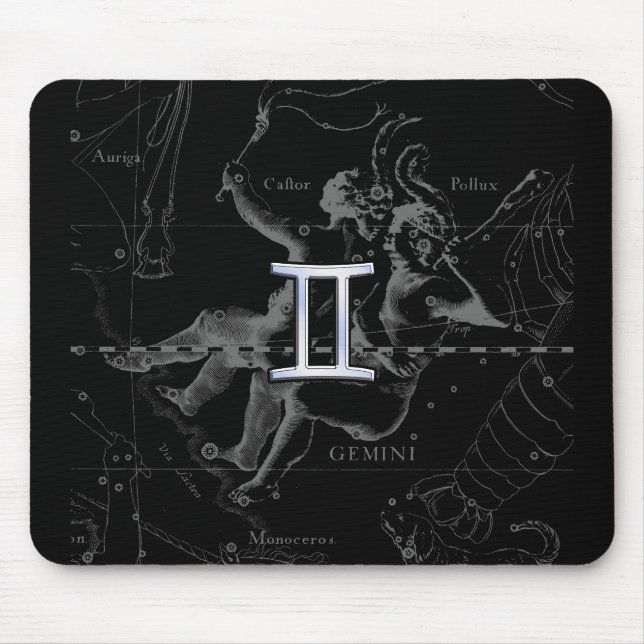 Chrome wie Gemini Zodiac Symbol auf Hevelius Mousepad (Vorne)