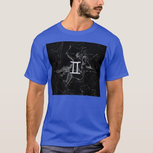 Chrome wie Gemini Zodiac Symbol auf Hevelius T-Shirt (Vorderseite)
