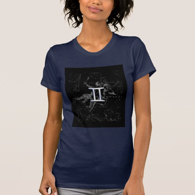 Chrome wie Gemini Zodiac Symbol auf Hevelius T-Shirt (Vorderseite)