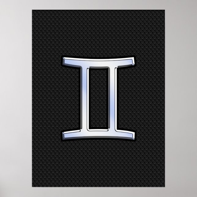 Chrome wie Gemini Zodiac Symbol Poster (Vorne)