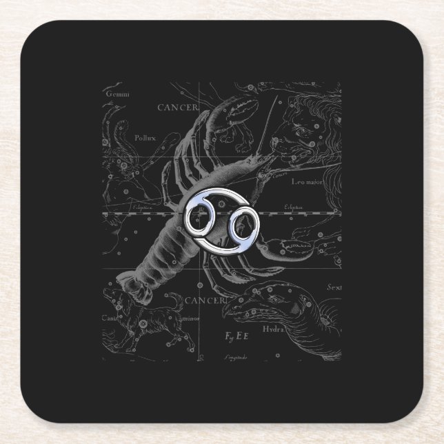 Chrome wie Krebs Zodiac-Zeichen auf Hevelius Rechteckiger Pappuntersetzer (Vorderseite)