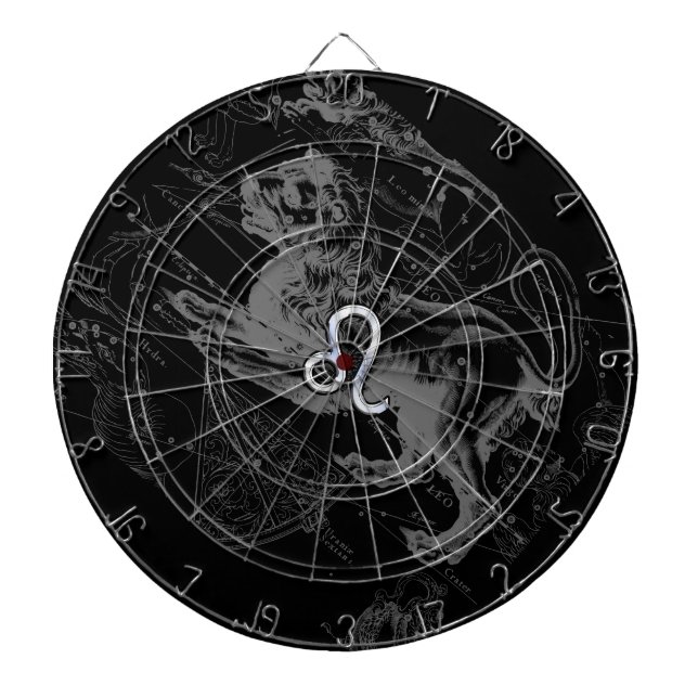 Chrome wie Leo Zodiac Constellation Map Hevelius Dartscheibe (vorne)