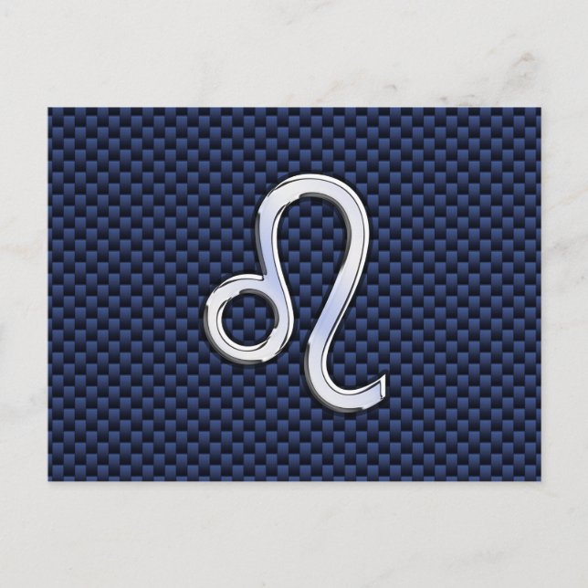 Chrome wie Leo Zodiac Sign Blue Carbon Fibre Postkarte (Vorderseite)